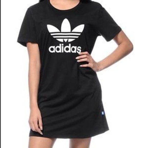 adidas | Dresses | Adidas Black Short Sleeve Graphic Mini Tshirt Dress  Womens Xs | Poshmark